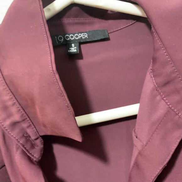 NWOT 19 Cooper Buttoned Belted Burgundy Shirt Dress - Picture 9 of 11